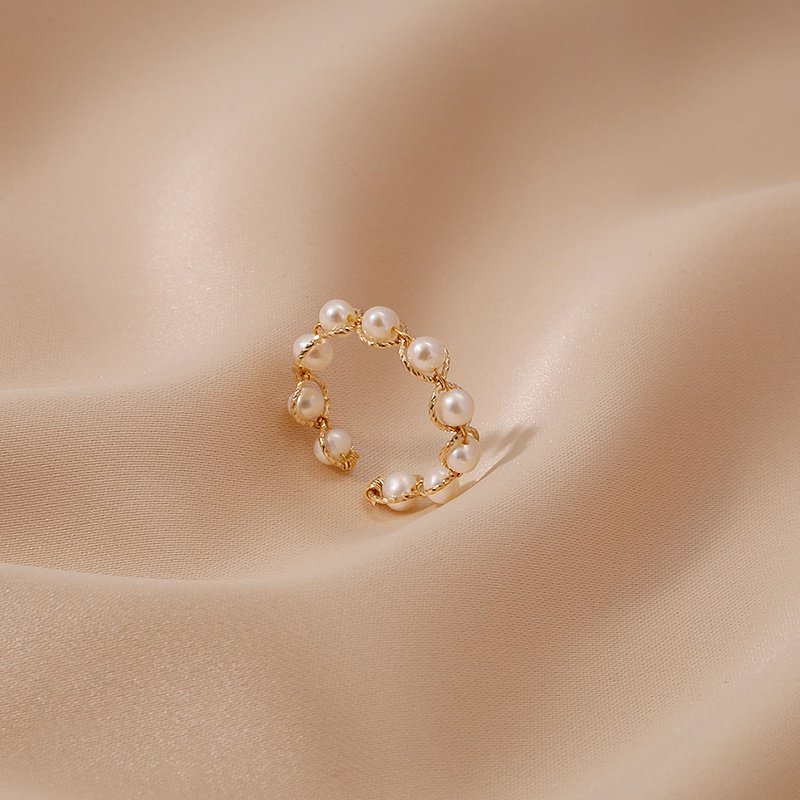 1Artificial pearl crown ring female niche design personalized ring index finger ring 1Artificial pearl crown ring female niche design personalized ring index finger ring