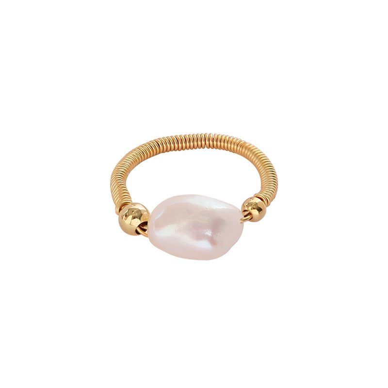 3i pearl inlaid niche design high-end French retro temperament middle finger ring female 3i pearl inlaid niche design high-end French retro temperament middle finger ring female