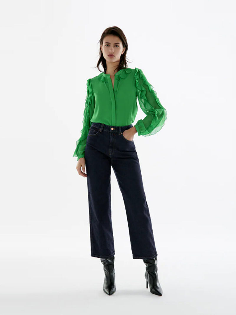 Button Through Frill Details Sleeves Blouse Button Through Frill Details Sleeves Blouse