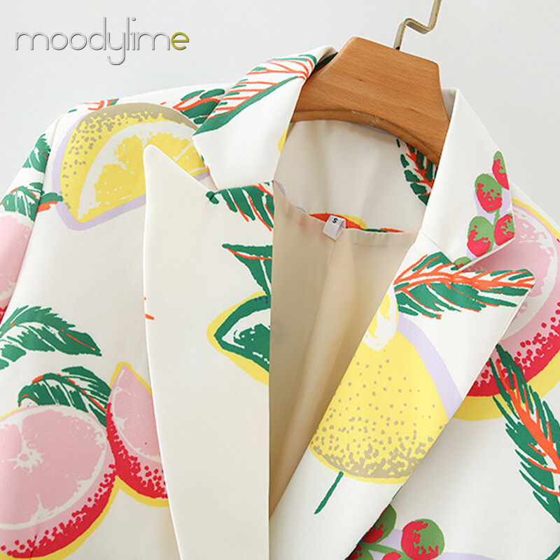 Lapel Neck Double Breasted Blazer In Printed Lapel Neck Double Breasted Blazer In Printed