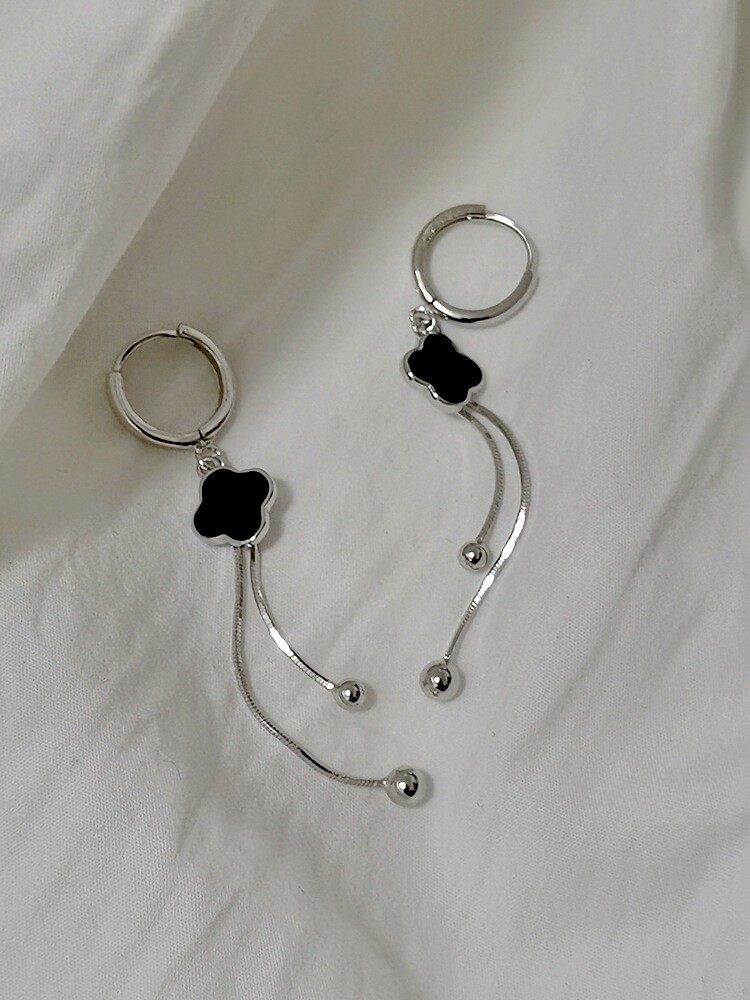 Faux pearl decor zircon tassel earrings Faux pearl decor zircon tassel earrings