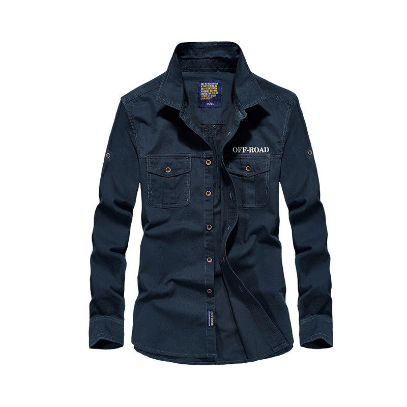 Worker Shirt In Black With Two Pockets On Front Worker Shirt In Black With Two Pockets On Front