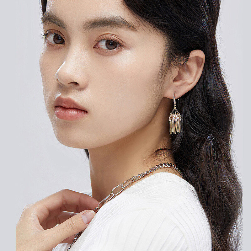 Drop earrings in bead design s925 hoop Drop earrings in bead design s925 hoop