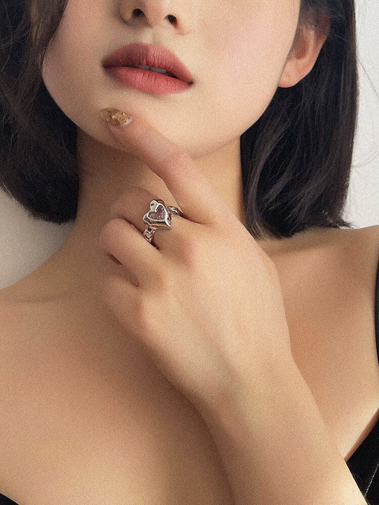 Artificial crystal rings coppery Artificial crystal rings coppery