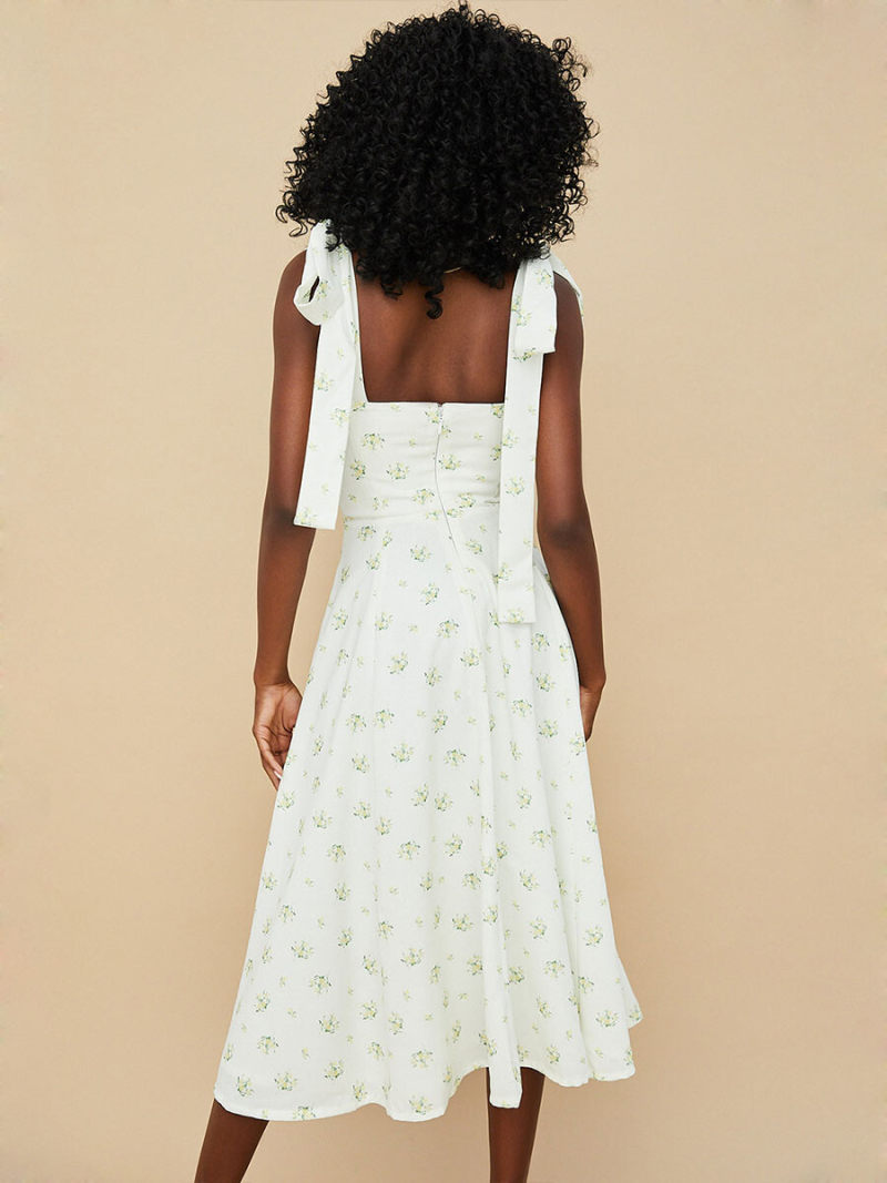 Floral Print Knot Straps Split Thigh Dress Floral Print Knot Straps Split Thigh Dress