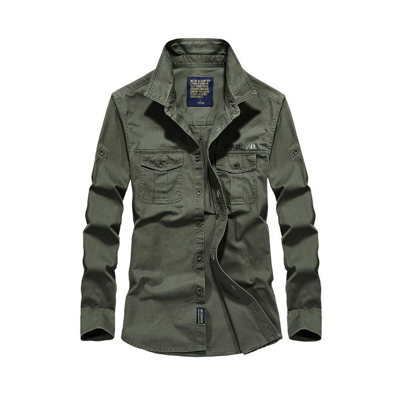 Worker Shirt In Black With Two Pockets On Front Worker Shirt In Black With Two Pockets On Front