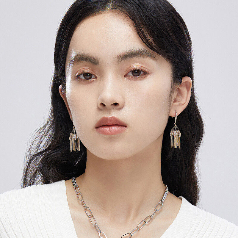 Drop earrings in bead design s925 hoop Drop earrings in bead design s925 hoop