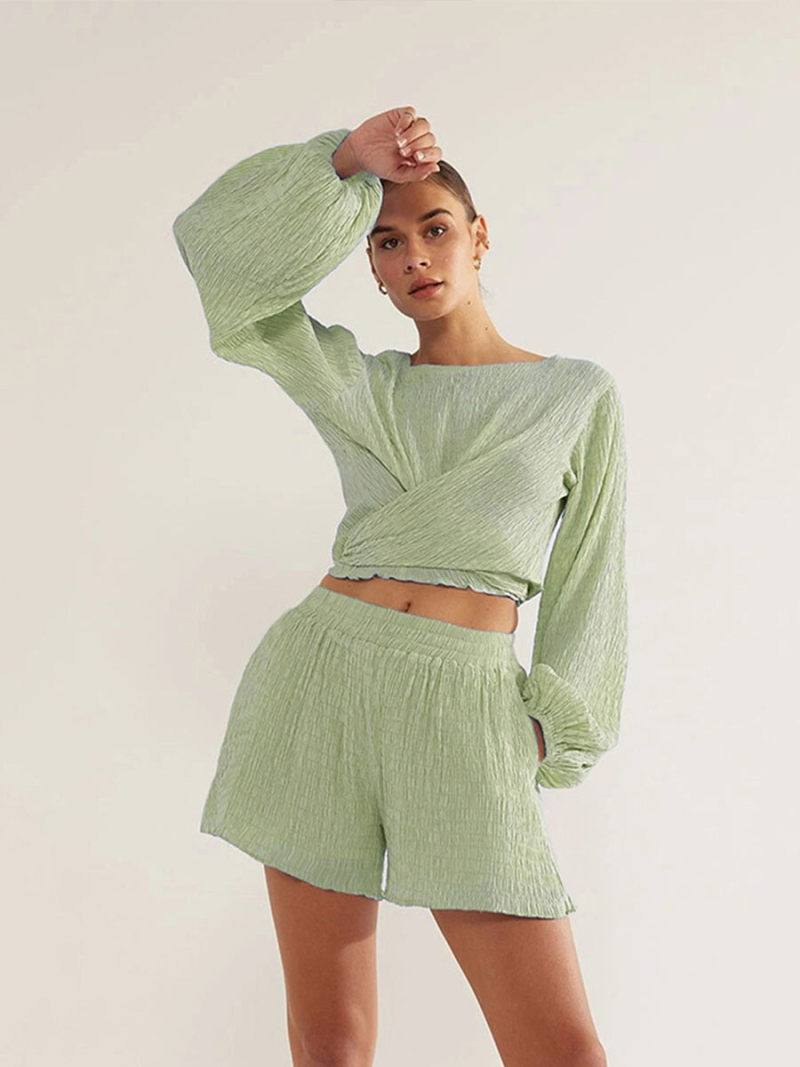 Long sleeve shirt two-piece lantern sleeve Long sleeve shirt two-piece lantern sleeve