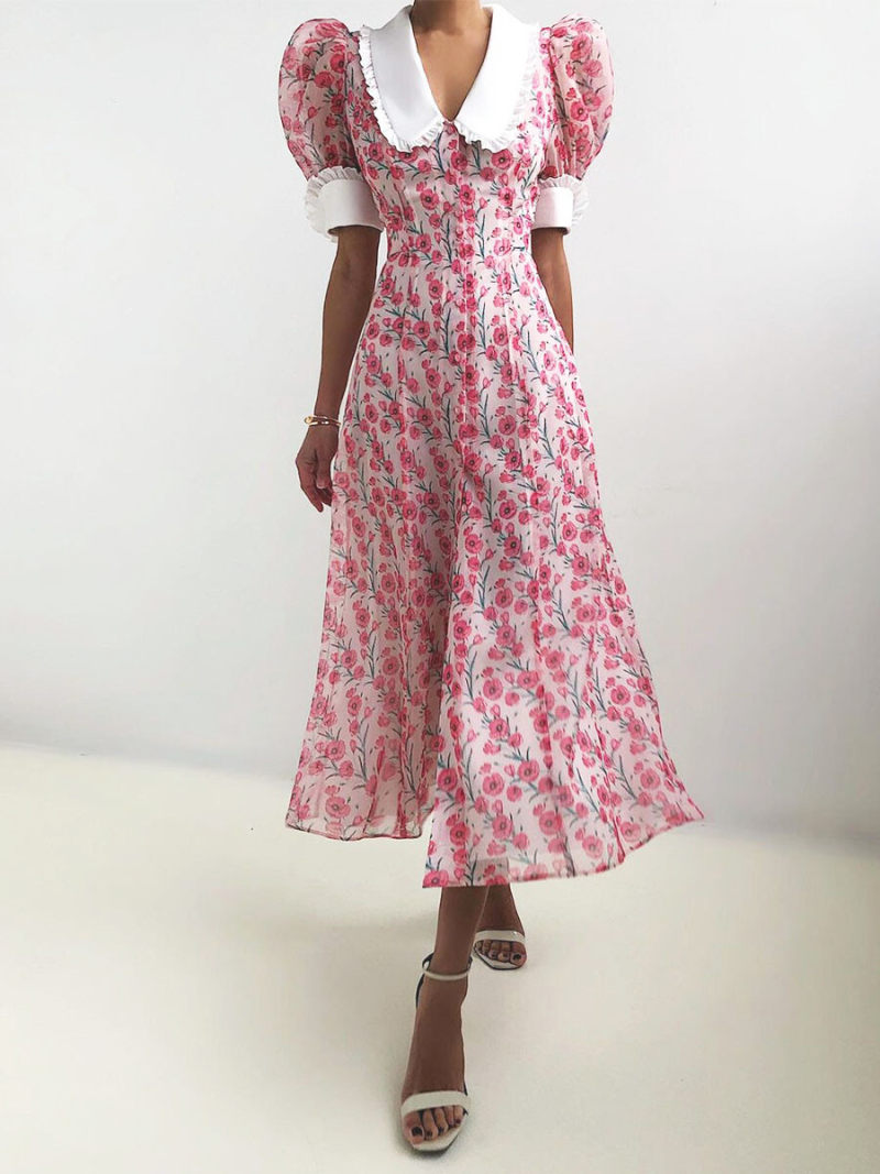 Allover Printed Side Split Maxi Dress Allover Printed Side Split Maxi Dress