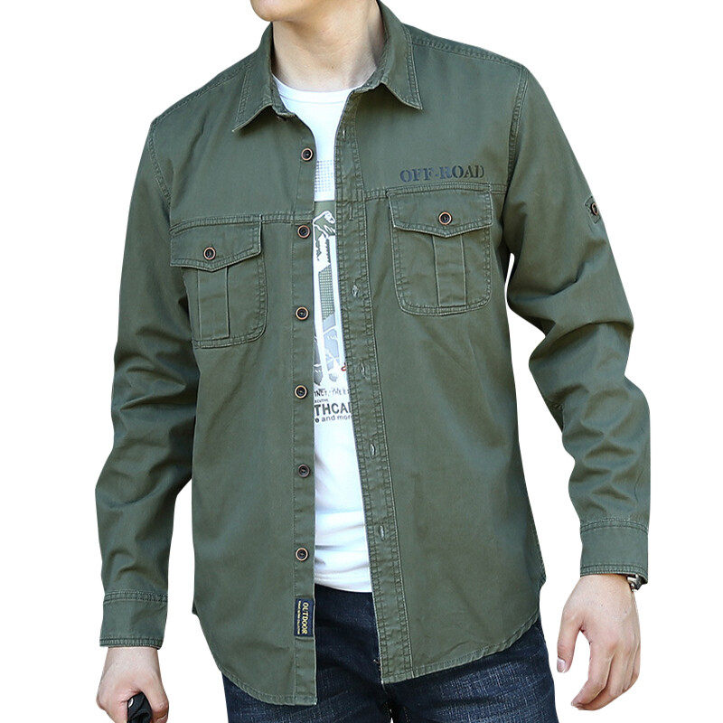 Worker Shirt In Black With Two Pockets On Front Worker Shirt In Black With Two Pockets On Front