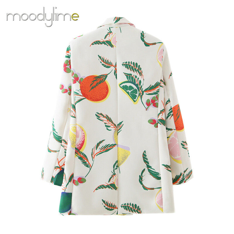 Lapel Neck Double Breasted Blazer In Printed Lapel Neck Double Breasted Blazer In Printed