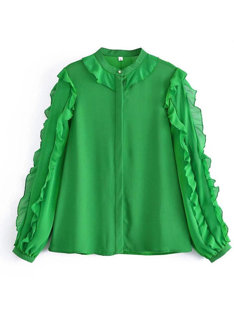 Button Through Frill Details Sleeves Blouse Button Through Frill Details Sleeves Blouse
