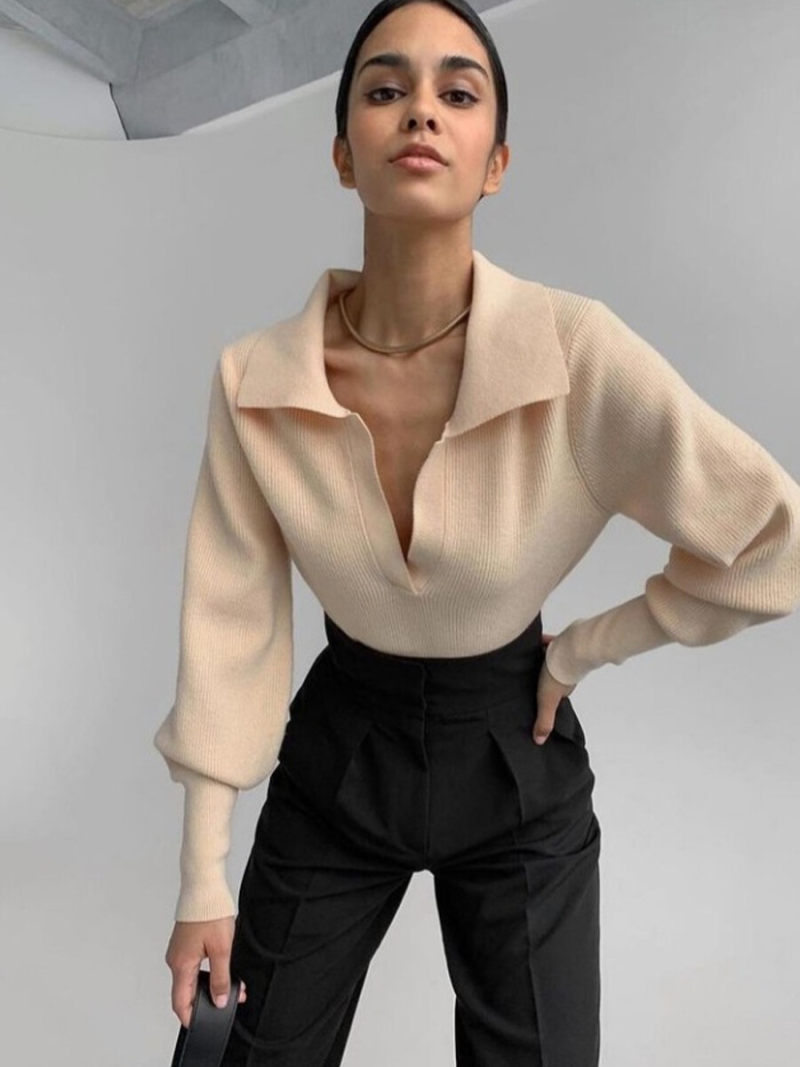 Collar V-Neck long Sleeves Tunic Collar V-Neck long Sleeves Tunic