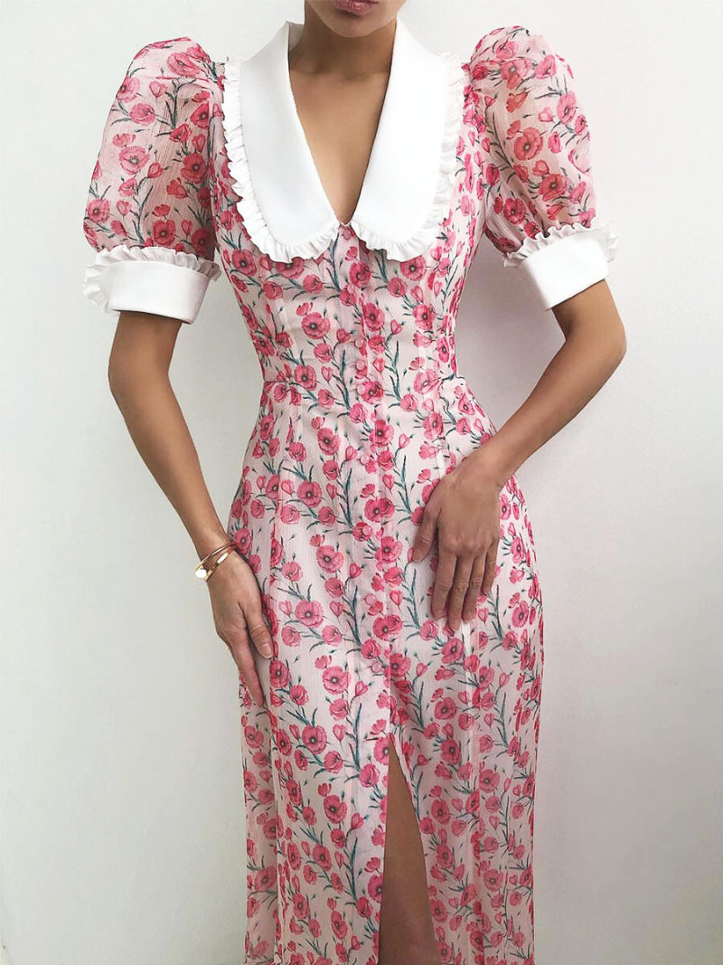 Allover Printed Side Split Maxi Dress Allover Printed Side Split Maxi Dress