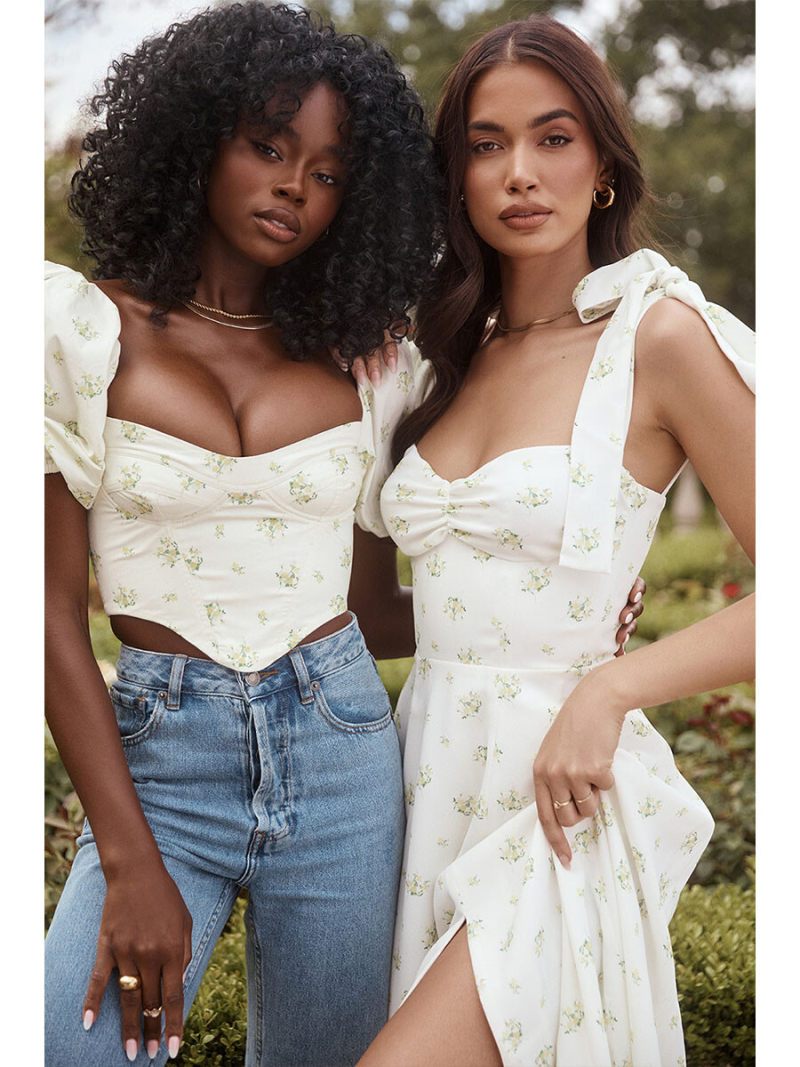 Floral Print Knot Straps Split Thigh Dress Floral Print Knot Straps Split Thigh Dress