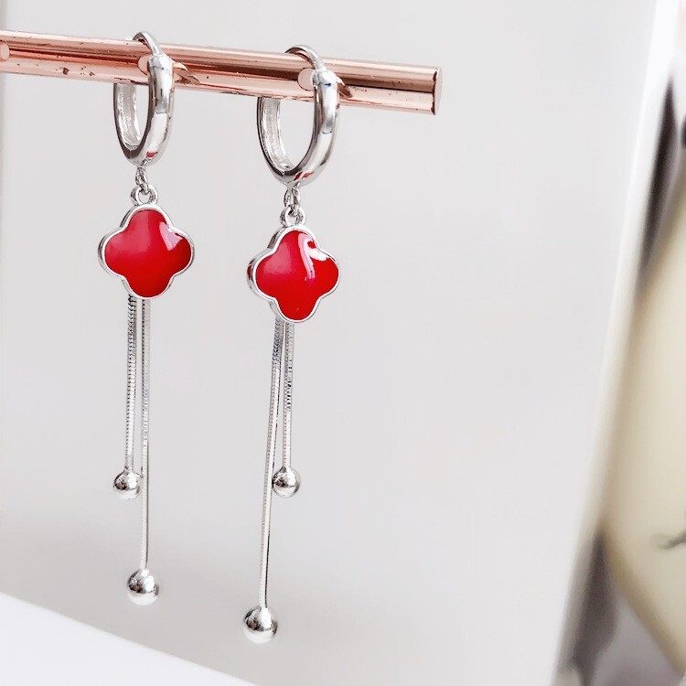 Faux pearl decor zircon tassel earrings Faux pearl decor zircon tassel earrings