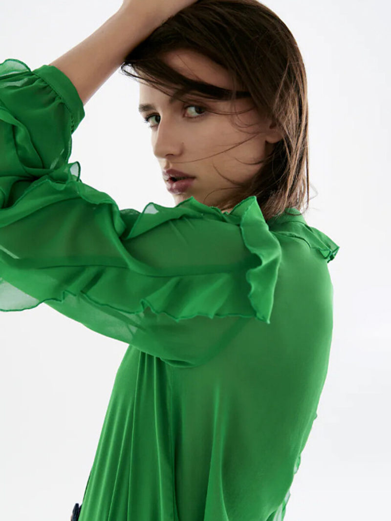 Button Through Frill Details Sleeves Blouse Button Through Frill Details Sleeves Blouse