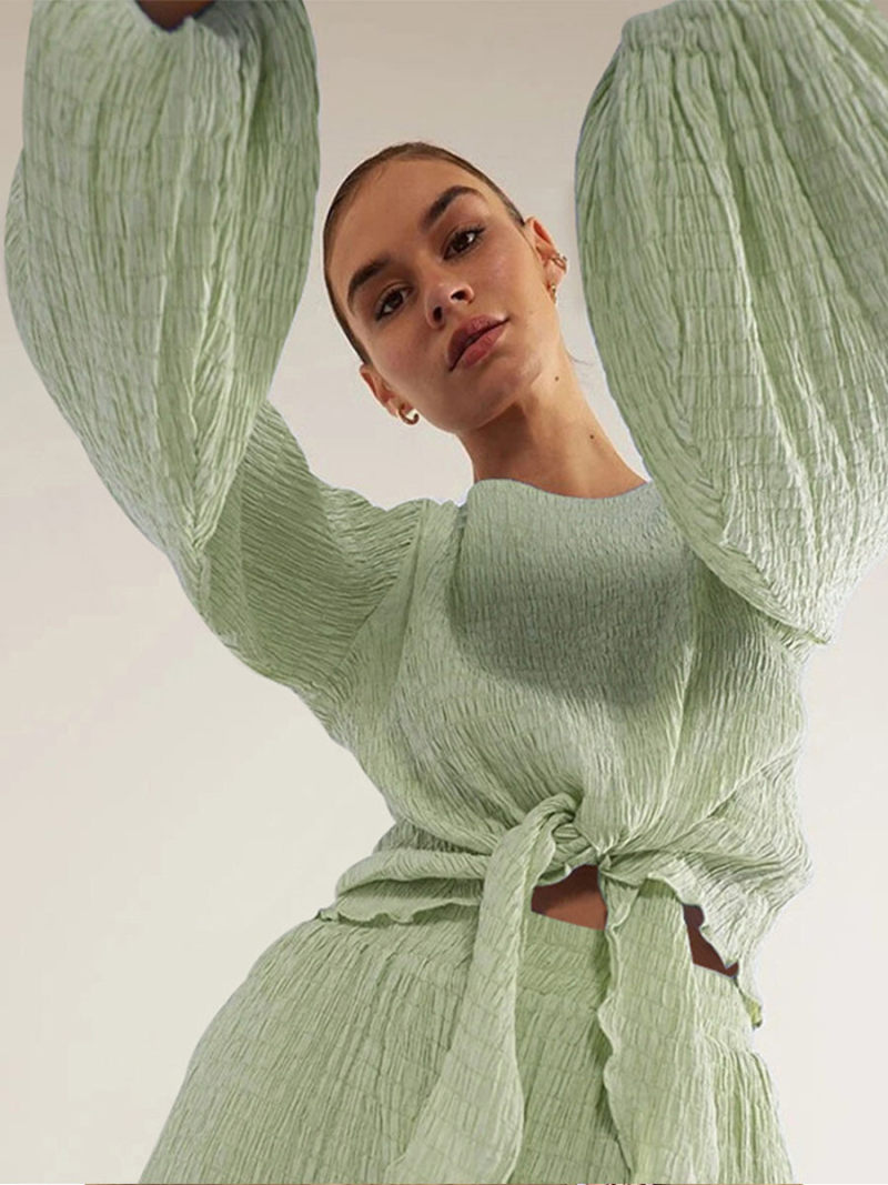 Long sleeve shirt two-piece lantern sleeve Long sleeve shirt two-piece lantern sleeve