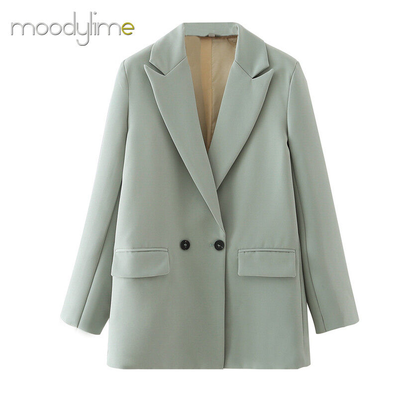 Lapel Neck Double Breasted Blazer Lapel Neck Double Breasted Blazer