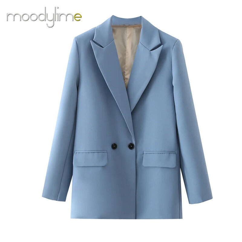 Lapel Neck Double Breasted Blazer Lapel Neck Double Breasted Blazer