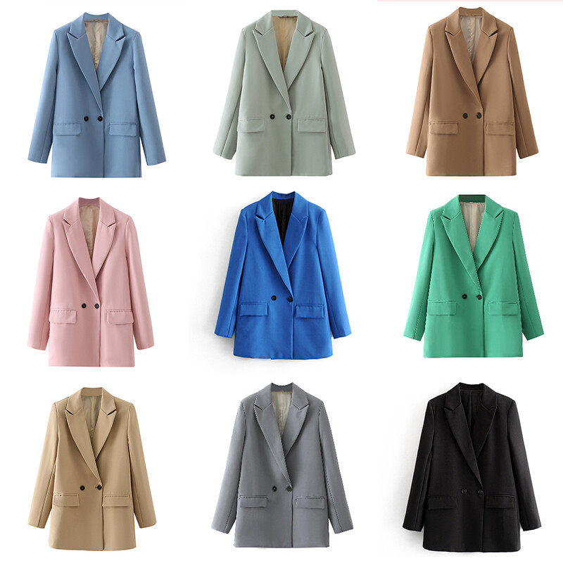 Lapel Neck Double Breasted Blazer Lapel Neck Double Breasted Blazer