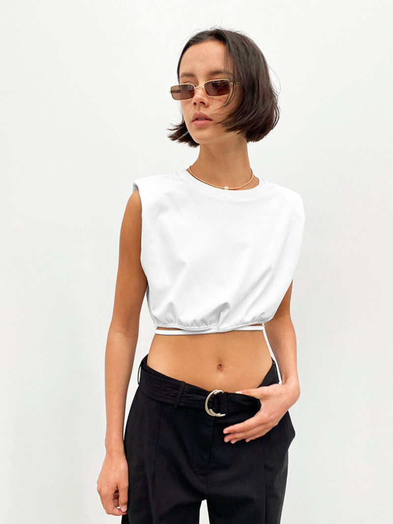 Crew Neck Sleeves Crop Crew Neck Sleeves Crop