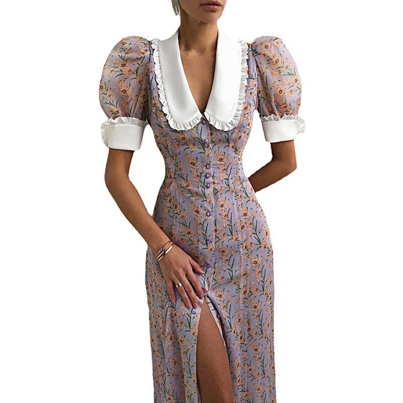 Allover Printed Side Split Maxi Dress Allover Printed Side Split Maxi Dress