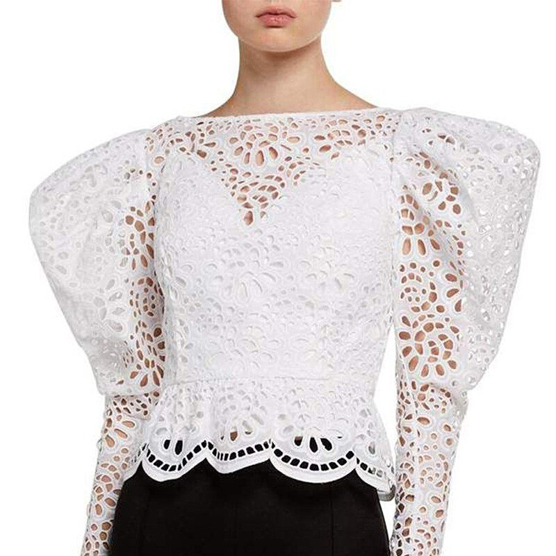 High Neck Lantren Sleeves Lace Blouse High Neck Lantren Sleeves Lace Blouse