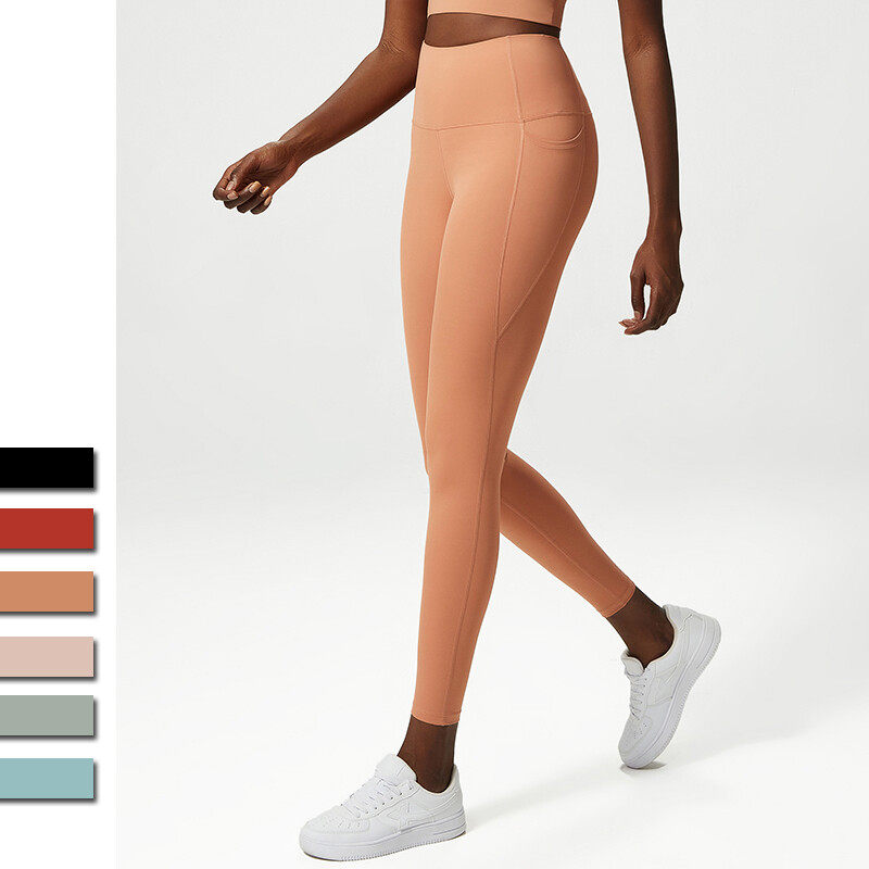 Ladies' Sports Yoga Leggings With Phone Pockets on Side Ladies' Sports Yoga Leggings With Phone Pockets on Side