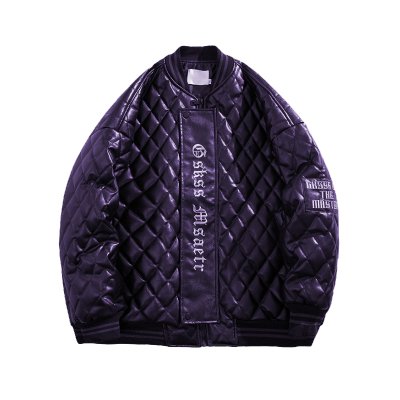 Men's winter coat loose baseball uniform trend diamond check cotton coat Men's winter coat loose baseball uniform trend diamond check cotton coat