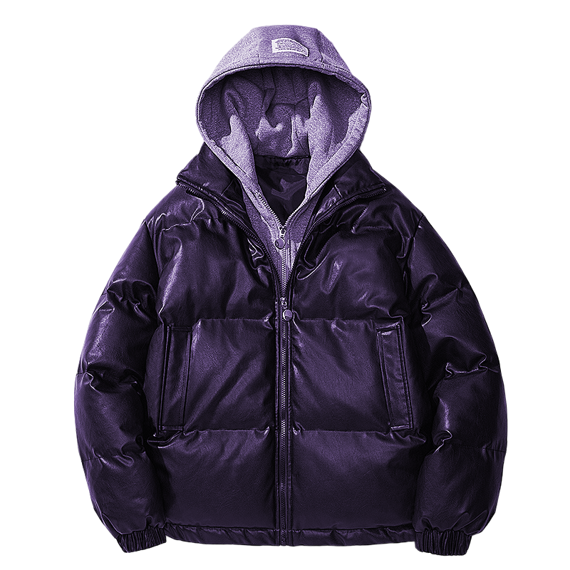 Fake two-piece hooded cotton-padded jacket men's winter thick Fake two-piece hooded cotton-padded jacket men's winter thick