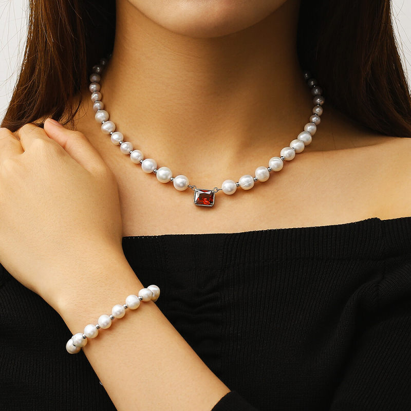 8mm Red Ruby Freshwater Pearl Beaded Necklace and Bracelet Set KRKC 8mm Red Ruby Freshwater Pearl Beaded Necklace and Bracelet Set 8mm Red Ruby Freshwater Pearl Beaded Necklace and Bracelet Set KRKC 8mm Red Ruby Freshwater Pearl Beaded Necklace and Bracelet Set