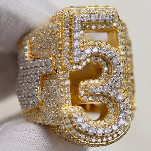 Custom Numbers Ring, Two-toned, VVS Moissanite Diamonds, Pass Diamond Tester ,Iced Out Ring, Hip Hop Ring, 925 Silver Men's Ring Custom Numbers Ring, Two-toned, VVS Moissanite Diamonds, Pass Diamond Tester ,Iced Out Ring, Hip Hop Ring, 925 Silver Men's Ring