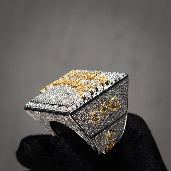 Custom Championship Ring, Two-toned, VVS Moissanite Diamonds, Pass Diamond Tester ,Iced Out Ring, Hip Hop Ring, 925 Silver Men's Ring Custom Championship Ring, Two-toned, VVS Moissanite Diamonds, Pass Diamond Tester ,Iced Out Ring, Hip Hop Ring, 925 Silver Men's Ring