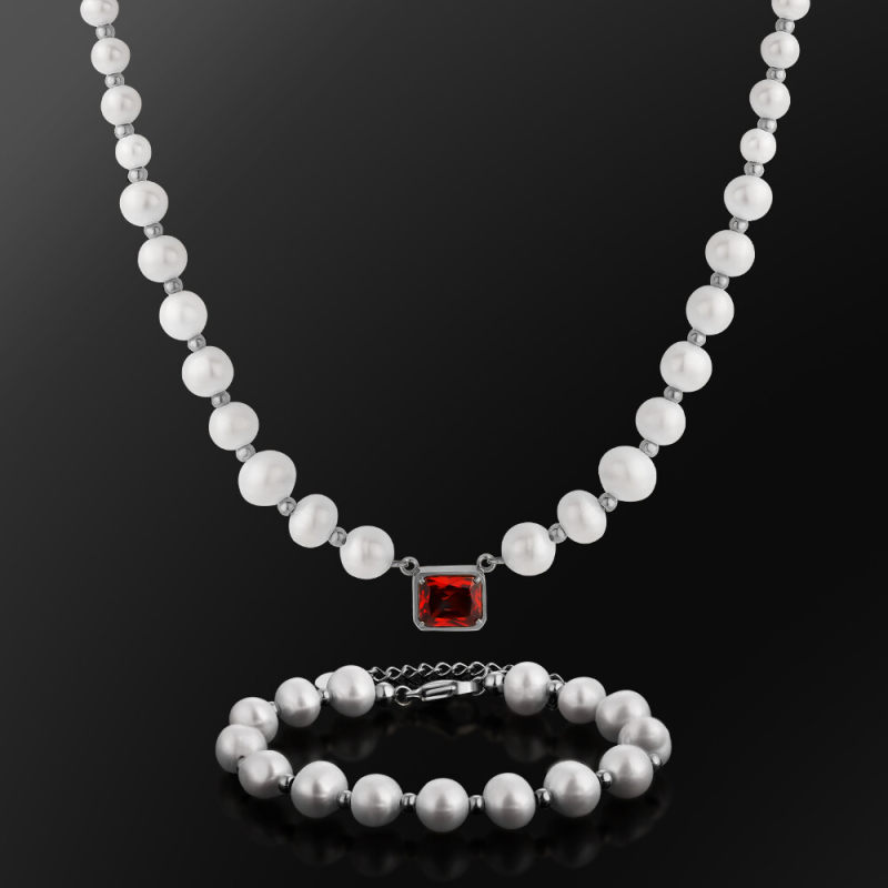 8mm Red Ruby Freshwater Pearl Beaded Necklace and Bracelet Set KRKC 8mm Red Ruby Freshwater Pearl Beaded Necklace and Bracelet Set 8mm Red Ruby Freshwater Pearl Beaded Necklace and Bracelet Set KRKC 8mm Red Ruby Freshwater Pearl Beaded Necklace and Bracelet Set