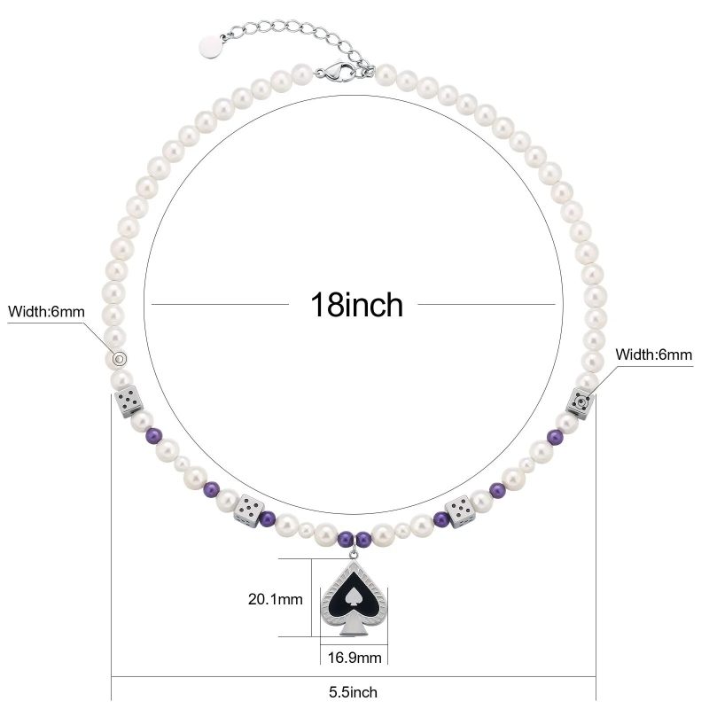 6mm 18in Shell Pearls Necklace with Spade Pendant for Women 6mm 18in Shell Pearls Necklace with Spade Pendant for Women