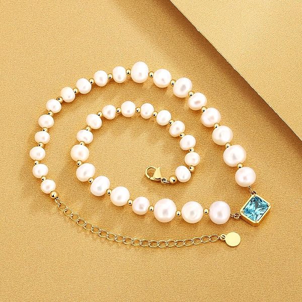 8mm 14in September Birthstone Aqua Blue Diamond Freshwater Pearl Beaded Necklace 8mm 14in September Birthstone Aqua Blue Diamond Freshwater Pearl Beaded Necklace