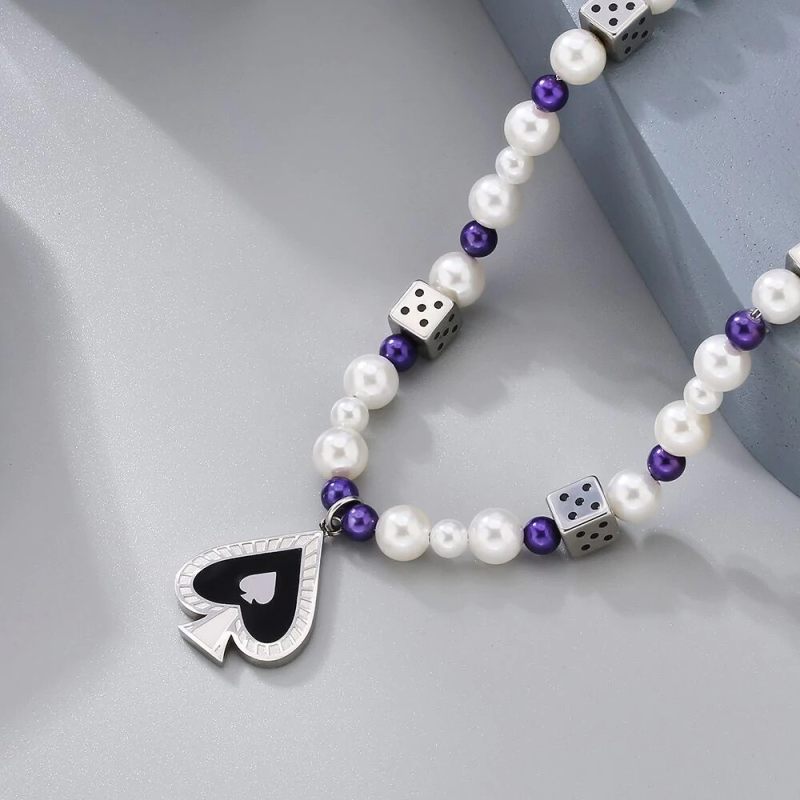 6mm 18in Shell Pearls Necklace with Spade Pendant for Women 6mm 18in Shell Pearls Necklace with Spade Pendant for Women