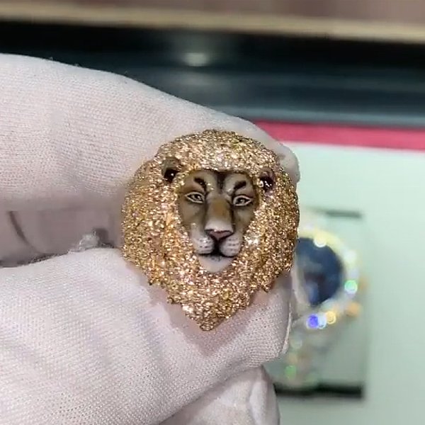 Custom Enamel Lion Ring, VVS Moissanite Diamonds , Pass Diamond Tester , 925 Silver Men's Ring Custom Enamel Lion Ring, VVS Moissanite Diamonds , Pass Diamond Tester , 925 Silver Men's Ring