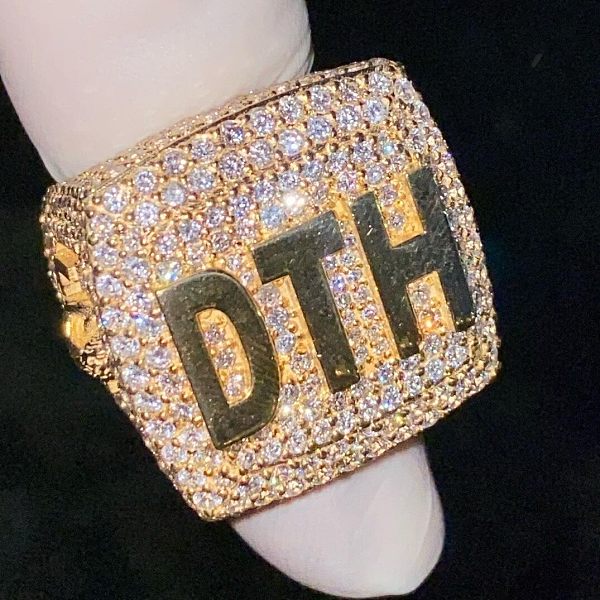 Custom Champion Ring, 925 Sterling Silver, Vvs Moissanite Diamond, Pass Diamond Tester, Iced Out Hip Hop Ring For Men Custom Champion Ring, 925 Sterling Silver, Vvs Moissanite Diamond, Pass Diamond Tester, Iced Out Hip Hop Ring For Men