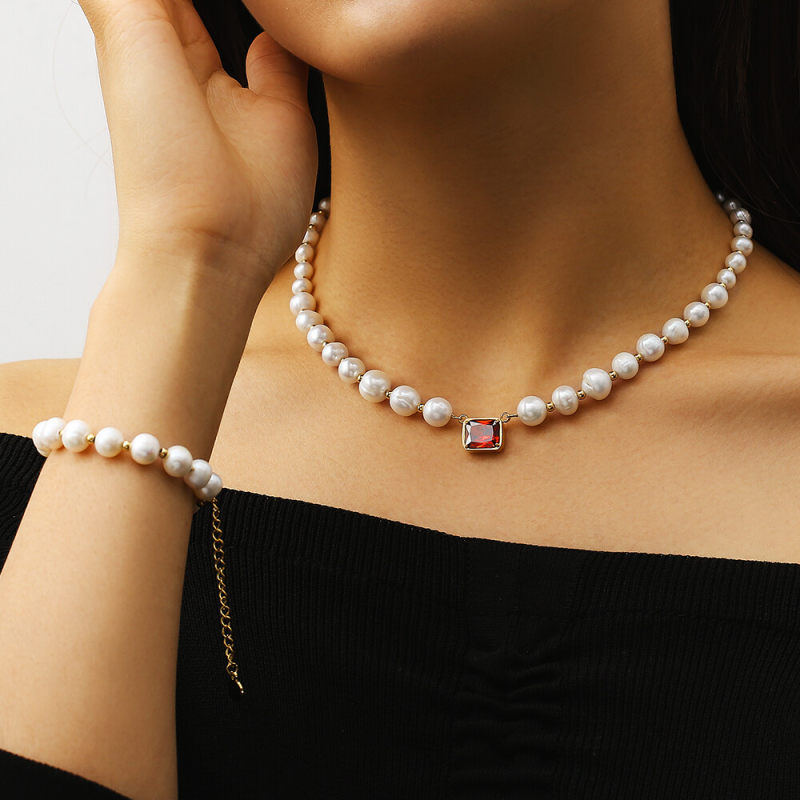 8mm Red Ruby Freshwater Pearl Beaded Necklace and Bracelet Set KRKC 8mm Red Ruby Freshwater Pearl Beaded Necklace and Bracelet Set 8mm Red Ruby Freshwater Pearl Beaded Necklace and Bracelet Set KRKC 8mm Red Ruby Freshwater Pearl Beaded Necklace and Bracelet Set