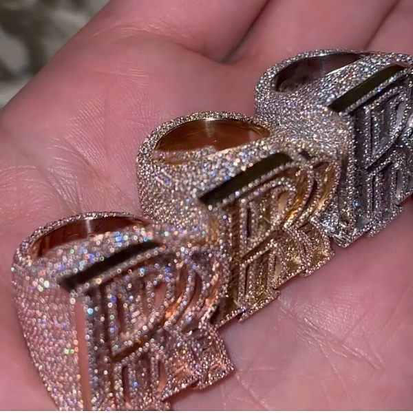 Custom Letter Ring, Iced Out VVS Baguette Moissanite Diamonds, Pass Diamond Tester ,925 Silver Men's Hip Hop Ring Custom Letter Ring, Iced Out VVS Baguette Moissanite Diamonds, Pass Diamond Tester ,925 Silver Men's Hip Hop Ring