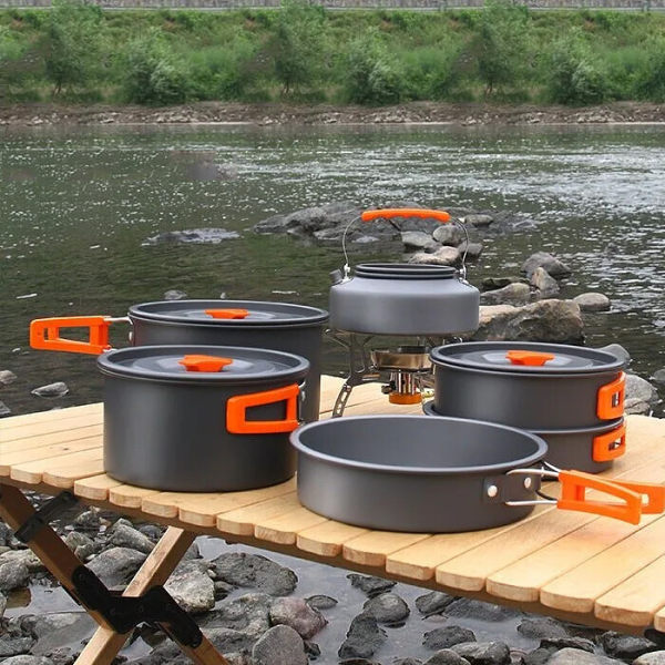 Portable wok outdoor pot cookware set picnic supplies camping essential kettle camping wok set