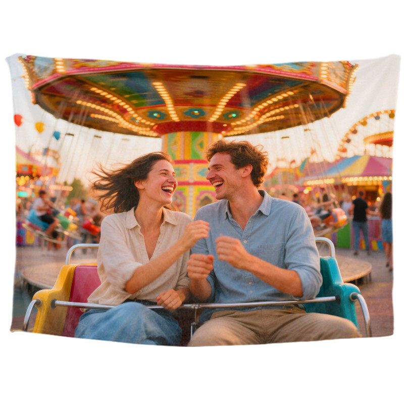 Personalized couple custom tapestry, romantic love introduction, room decoration aesthetics, romantic college wall decoration, living room hanging