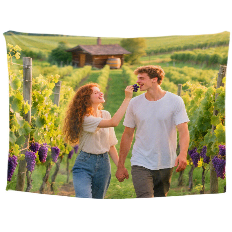 Personalized couple custom tapestry, romantic love introduction, room decoration aesthetics, romantic college wall decoration, living room hanging