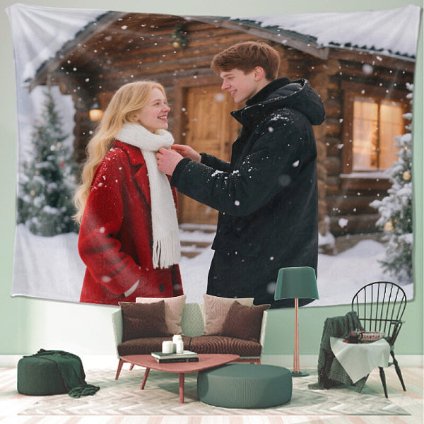 Personalized couple custom tapestry, romantic love introduction, room decoration aesthetics, romantic college wall decoration, living room hanging