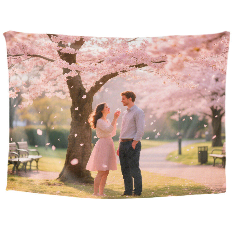 Personalized couple custom tapestry, romantic love introduction, room decoration aesthetics, romantic college wall decoration, living room hanging