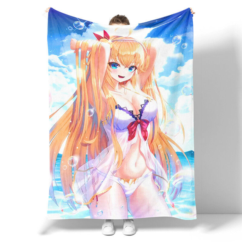 Anime flannel blanket, cute and sexy anime girl kawaii cartoon Japanese anime, boy, teenager, adult female bedroom