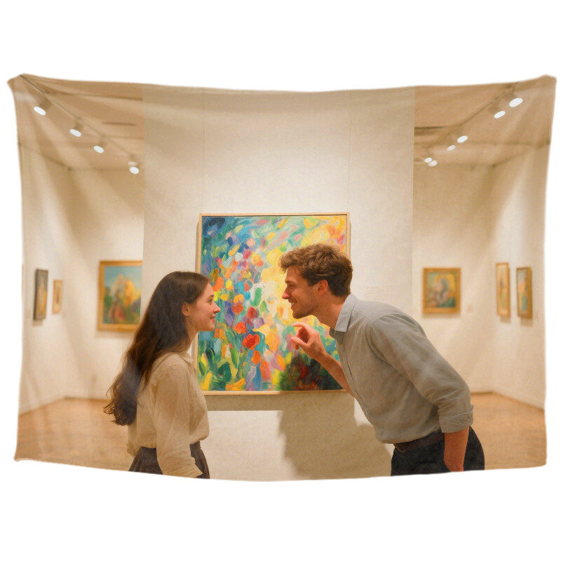 Personalized couple custom tapestry, romantic love introduction, room decoration aesthetics, romantic college wall decoration, living room hanging