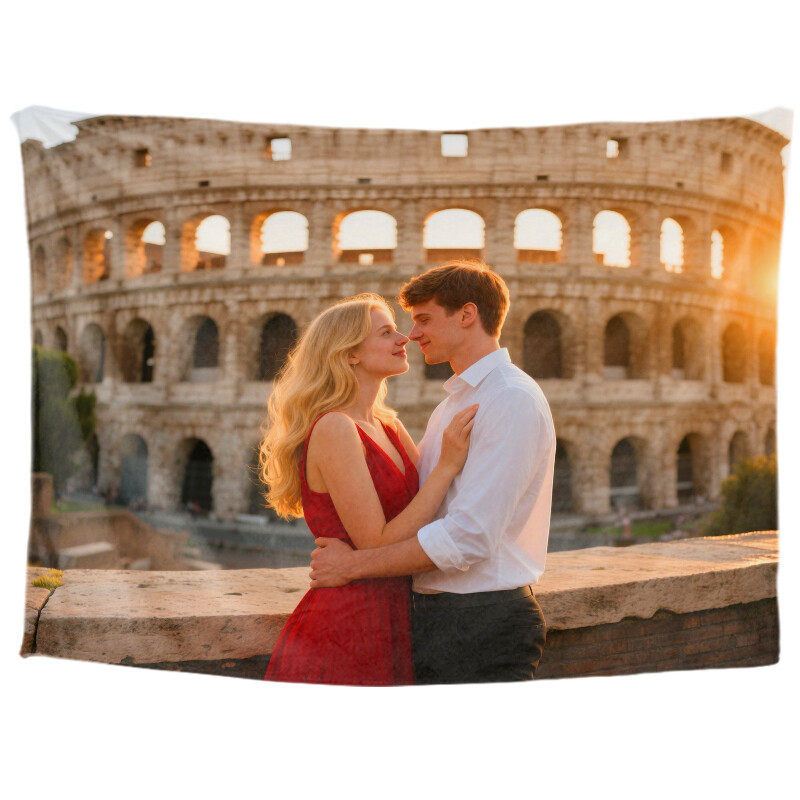 Personalized couple custom tapestry, romantic love introduction, room decoration aesthetics, romantic college wall decoration, living room hanging